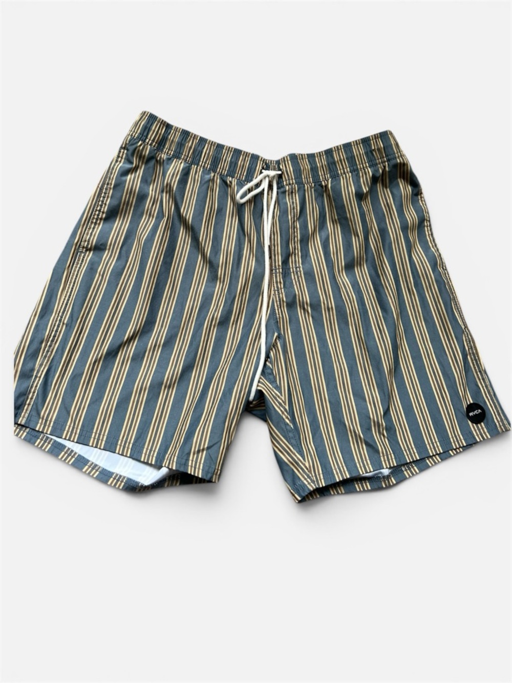 RVCA - MEN'S PERRY ELASTIC Striped BOARDSHORTS 6.5” Inseam Size Large